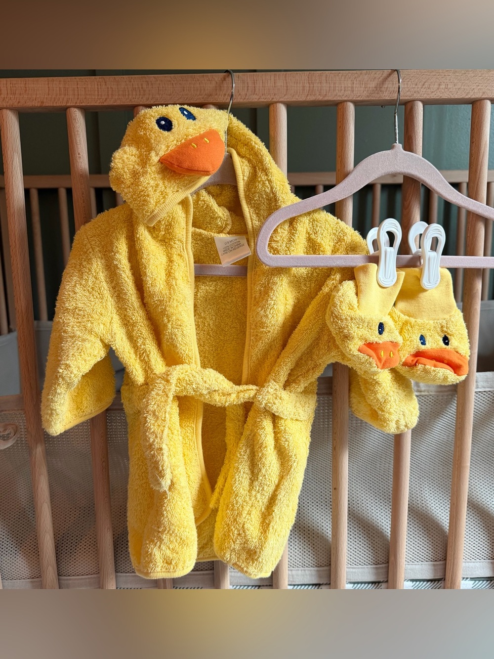 Yellow Duck Hooded Baby Robe with Matching Slippers